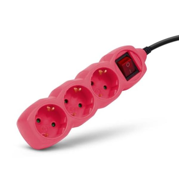 Entac Steckdosenleiste 3fach 1,5m Schalter pink ESEG3-1.5-SW-P (5999097977522)