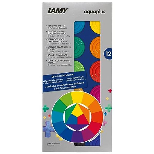 Deckfarbkasten aquaplus, blau, 12 Farben LAMY 1222610 (4014519674894)