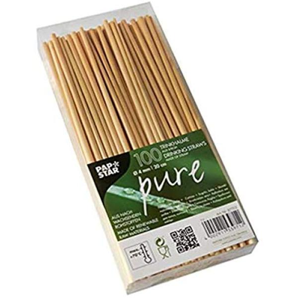 Papstar Strohhalme Pure Braun Stroh, 100 St. 87702 (4002911539712)