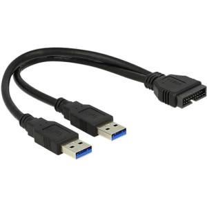 USB 3.2 Gen 1 Adapter, USB Pfostenstecker > 2x USB-A Stecker (schwarz) 83910 (4043619839100)