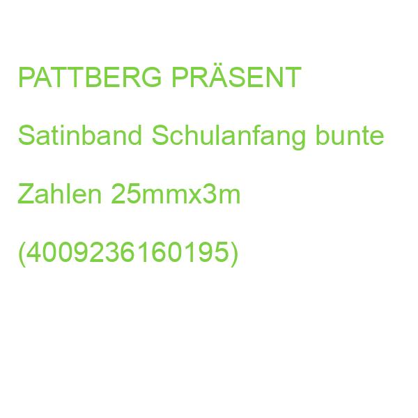 PATTBERG PRÄSENT Satinband Schulanfang bunte Zahlen 25mmx3m (4009236160195)
