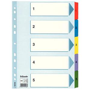 Esselte Ordnerregister Din A4 Vollformat 1-5 Farbig 5-teilig, 1 Satz 100160 (5902812221282)