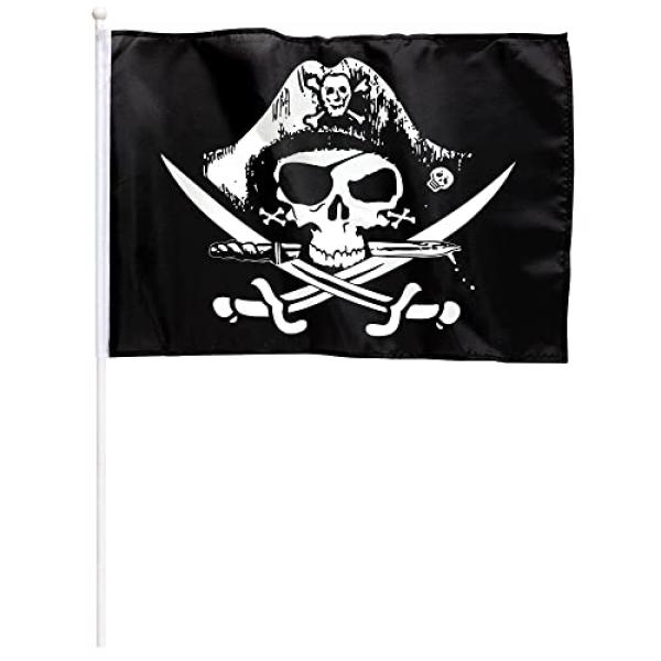 WIDMANN Piratenfahne mit Halter schwarz 43x30cm