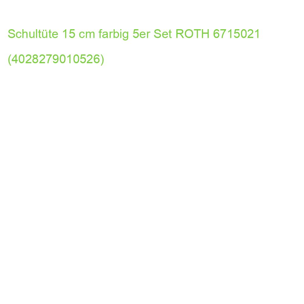 Schultüte 15 cm farbig 5er Set ROTH 6715021 (4028279010526)