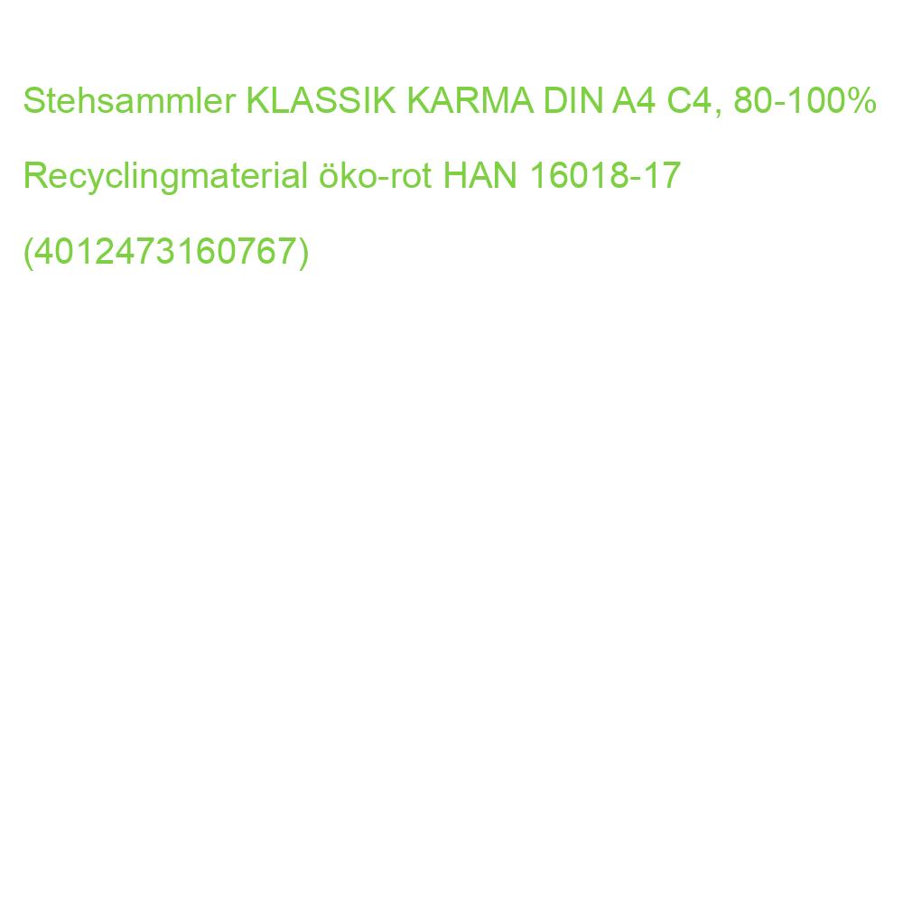 Stehsammler KLASSIK KARMA DIN A4 C4, 80-100% Recyclingmaterial öko-rot HAN 16018-17 (4012473160767)