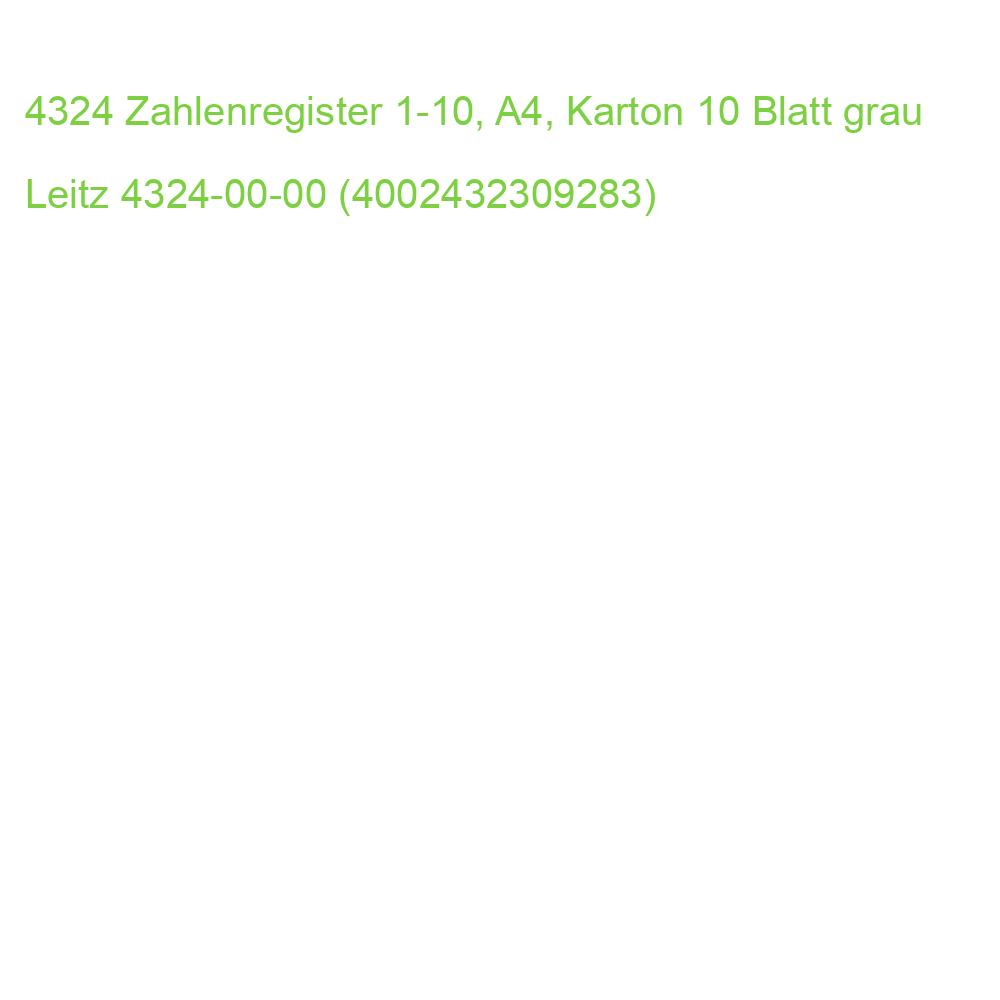 4324 Zahlenregister 1-10, A4, Karton 10 Blatt grau Leitz 4324-00-00 (4002432309283)