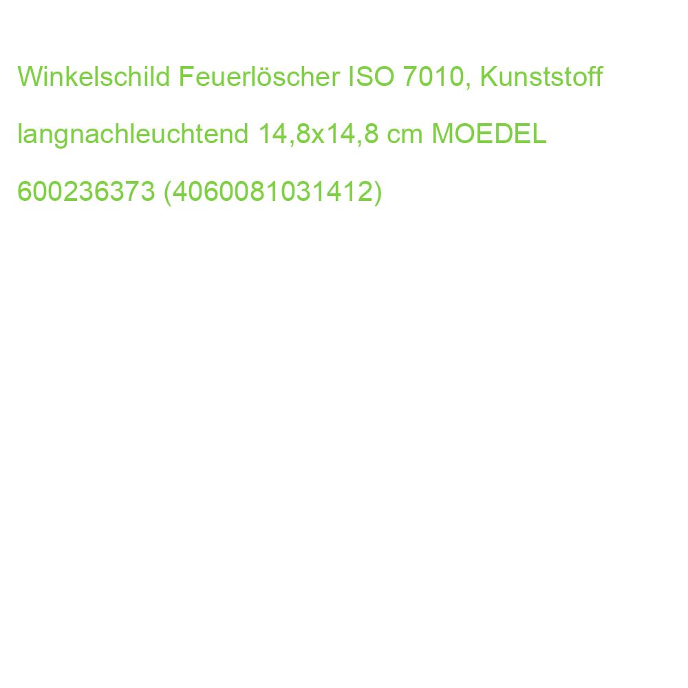 Winkelschild Feuerlöscher ISO 7010, Kunststoff langnachleuchtend 14,8x14,8 cm MOEDEL 76837 (4060081031412)