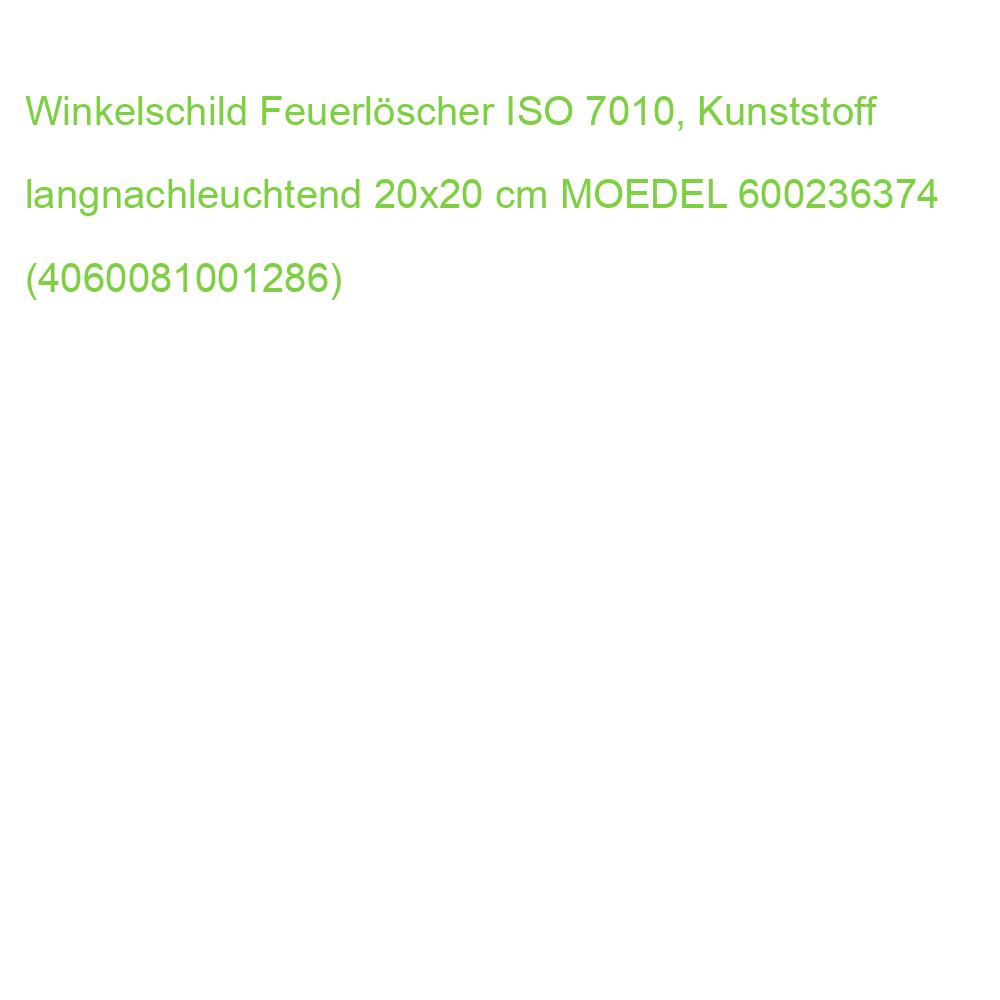 Winkelschild Feuerlöscher ISO 7010, Kunststoff langnachleuchtend 20x20 cm MOEDEL 76838 (4060081001286)
