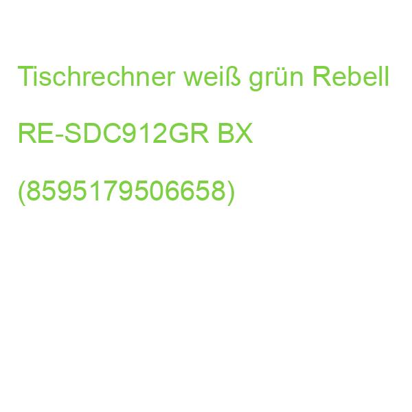 Tischrechner Solar- Batteriebetrieb 12-stellig LCD-Display weiß grün REBELL RE-SDC912GR BX (8595179506658)