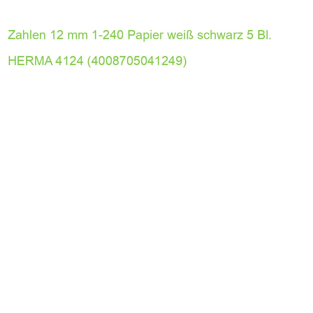 Zahlen 12 mm 1-240 Papier weiß schwarz 5 Bl. HERMA 4124 (4008705041249)