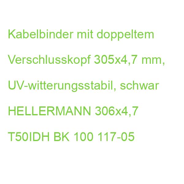 T50IDH-PA66UV-BK (100) HELLERMANNTYTON Kabelbinder 306x4,7 W ST 117-05360 (4031026108988)