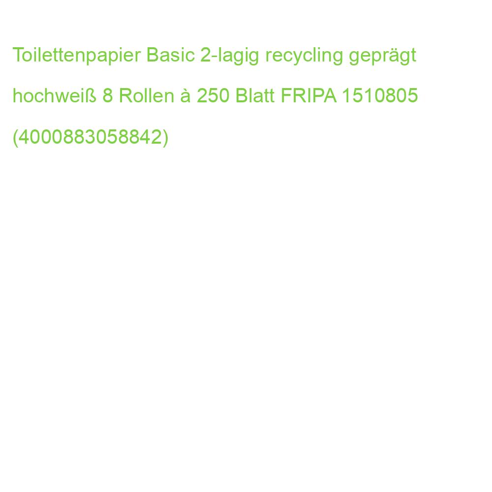 Toilettenpapier Basic 2-lagig recycling geprägt hochweiß 8 Rollen a 250 Blatt FRIPA 1510805 (4000883058842)