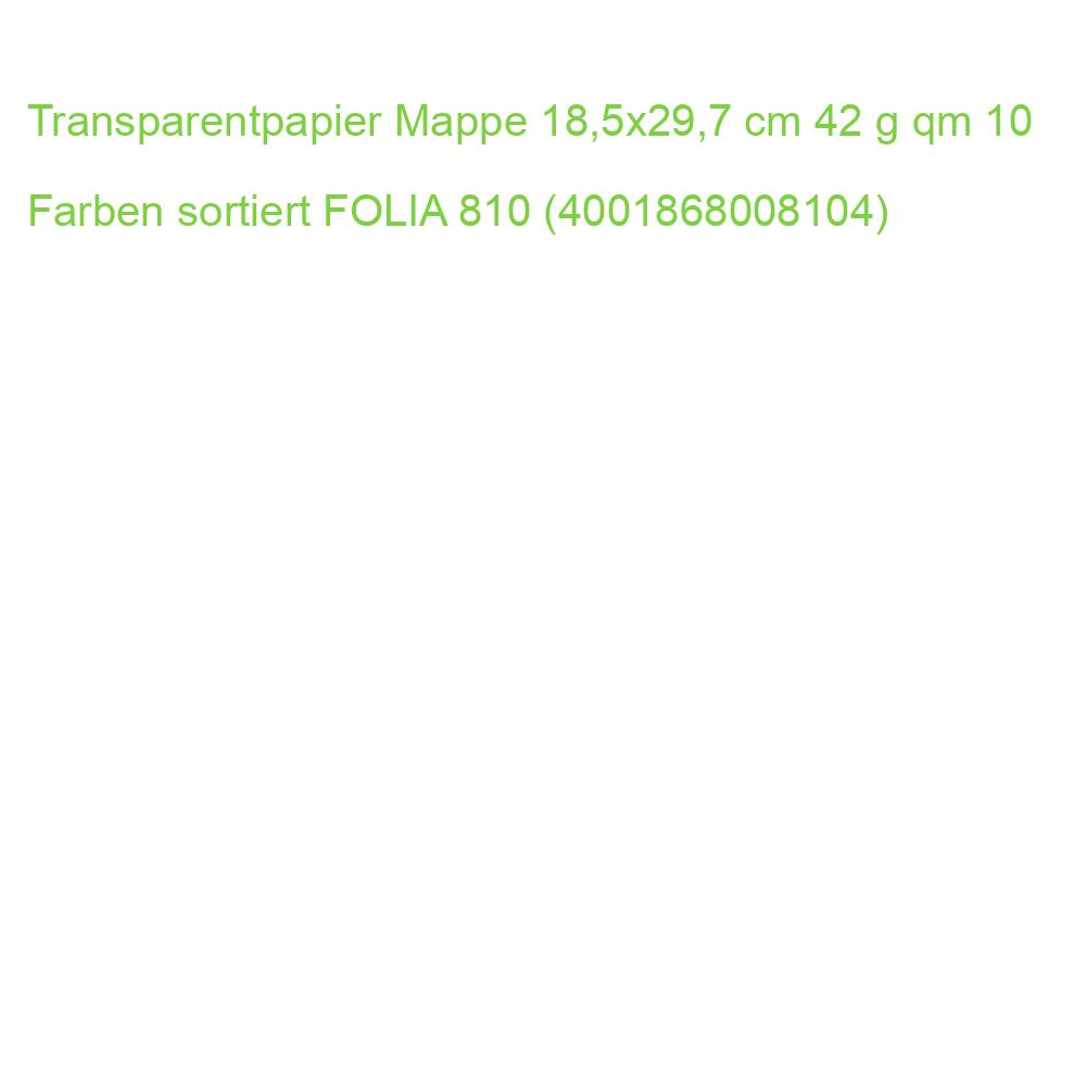 Transparentpapier Mappe 18,5x29,7 cm 42 g qm 10 Farben sortiert FOLIA 810 (4001868008104)
