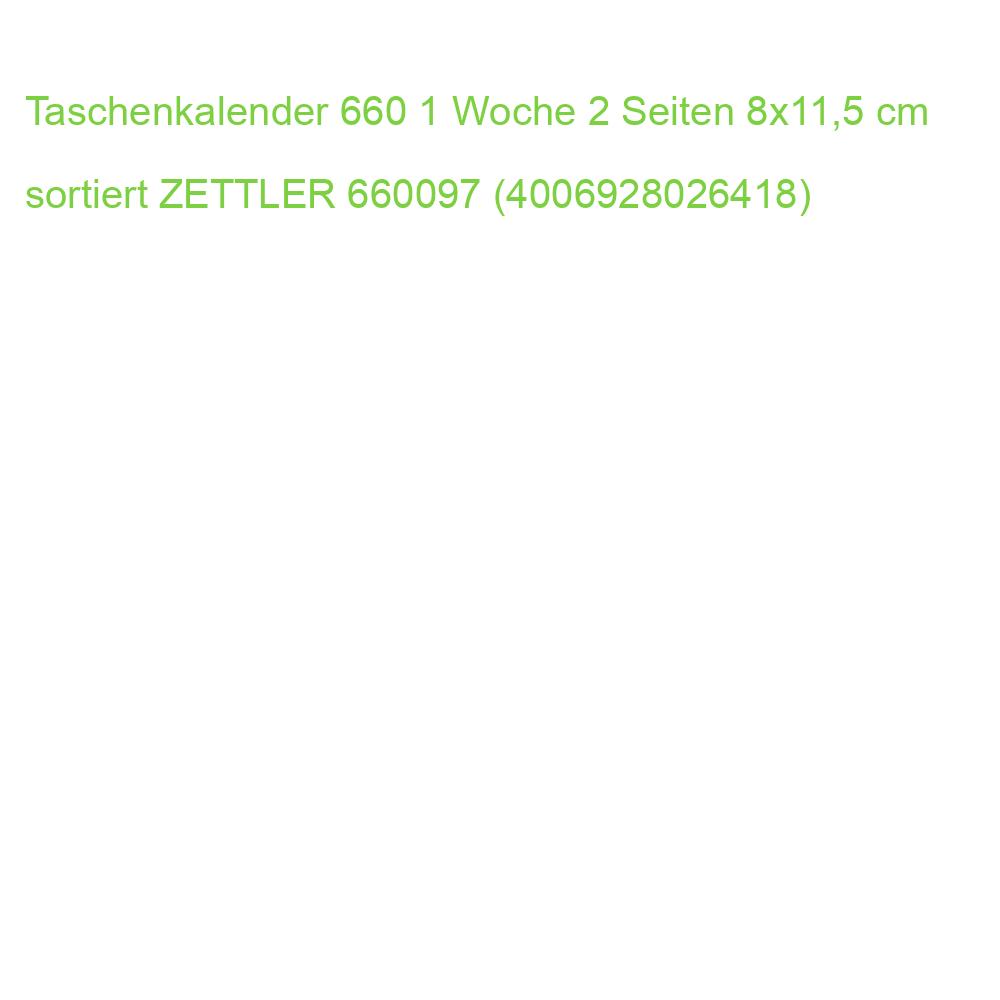 Taschenkalender 660 1 Woche 2 Seiten 8x11,5 cm sortiert ZETTLER 660097 (4006928026418)