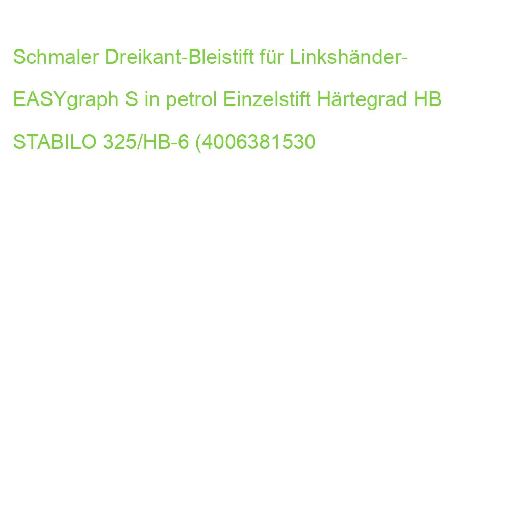 Schmaler Dreikant-Bleistift für Linkshänder- EASYgraph S in petrol Einzelstift Härtegrad HB STABILO 325/HB-6 (4006381530