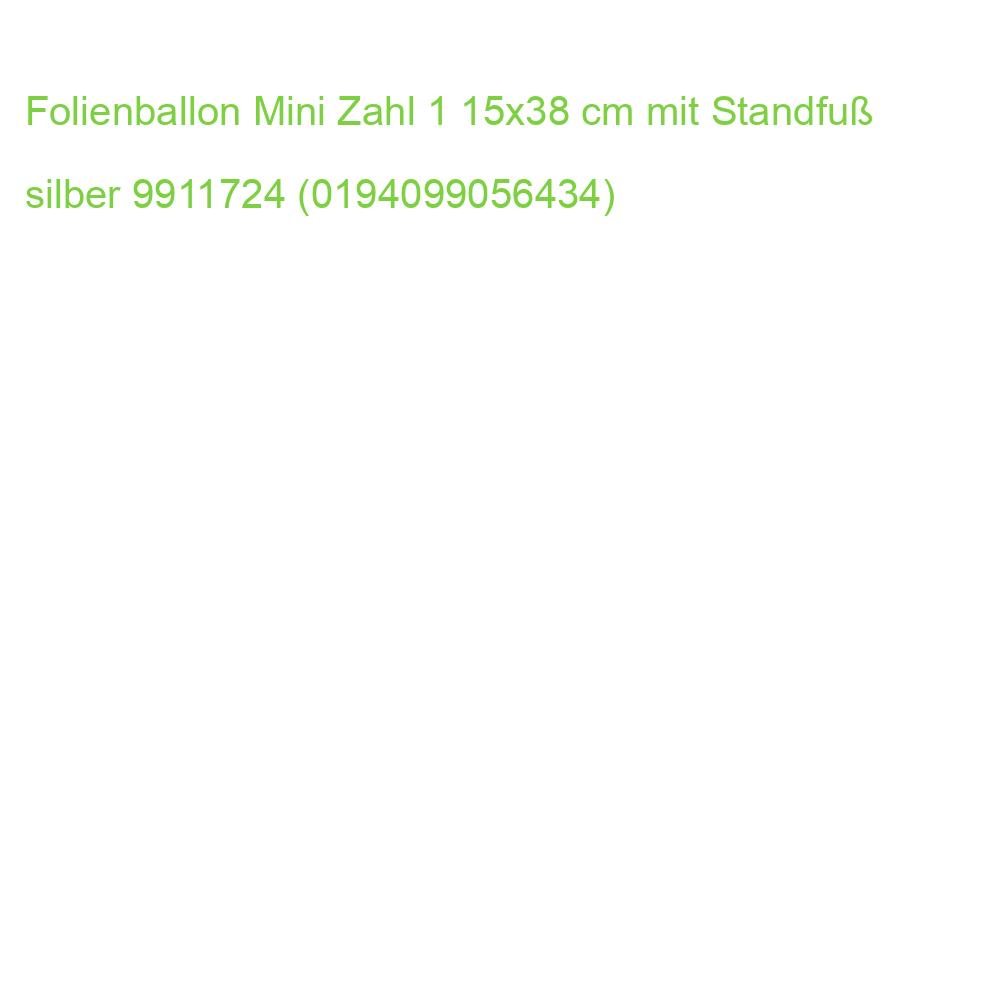 Folienballon Mini Zahl 1 15x38 cm mit Standfuß silber 9911724 (0194099056434)