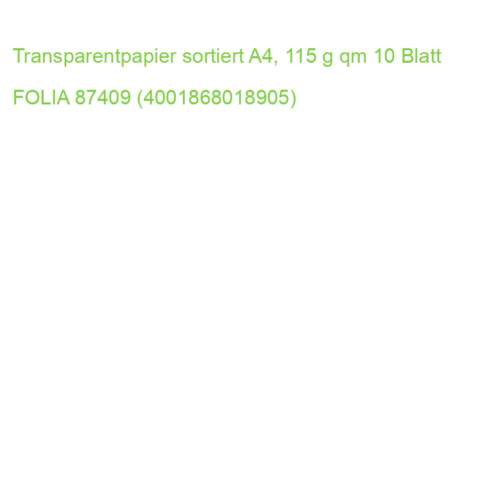 Transparentpapier sortiert A4, 115 g qm 10 Blatt FOLIA 87409 (4001868018905)