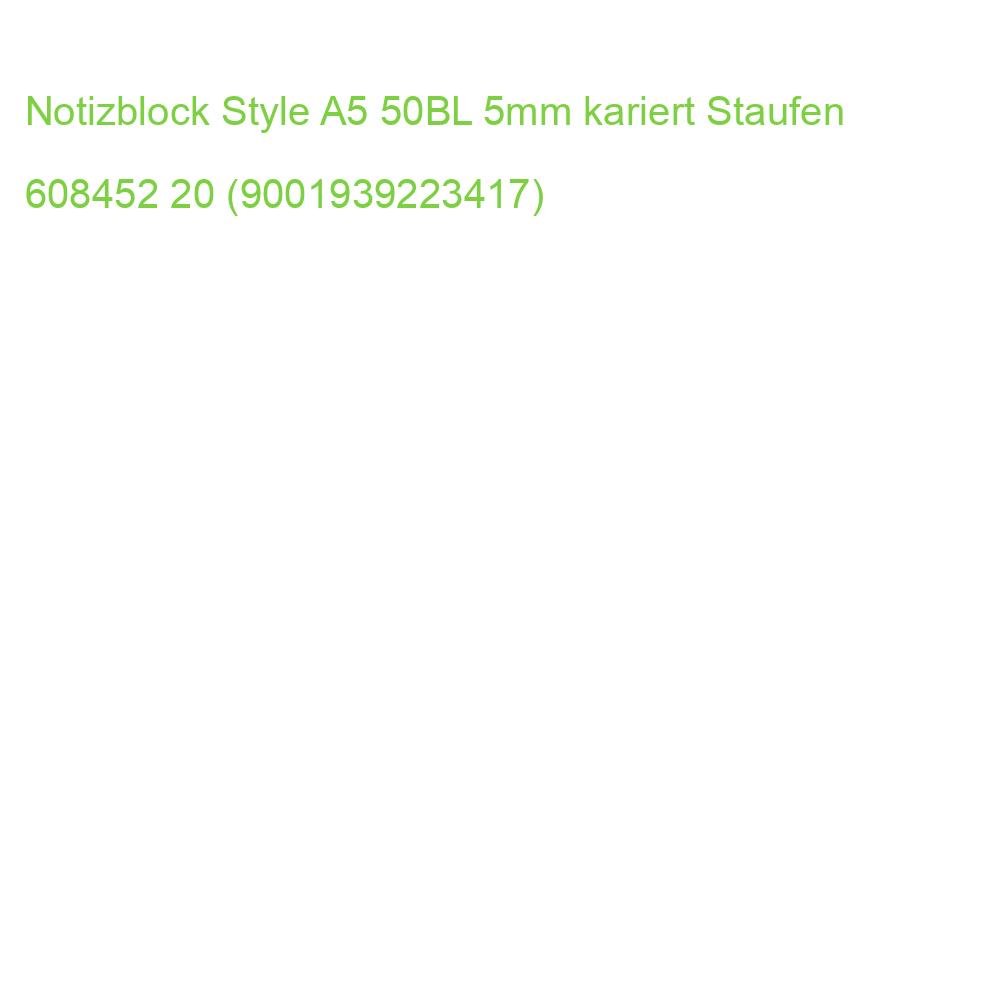 Notizblock A5, 48 Blatt 60 g qm kariert STAUFEN STYLE 608452 20 (9001939223417)
