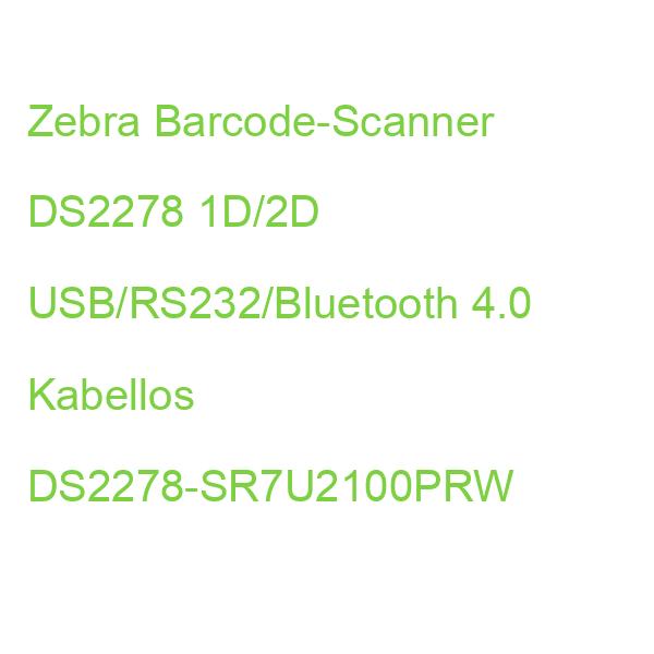 Zebra Barcode-Scanner DS2278 1D/2D USB/RS232/Bluetooth 4.0 Kabellos DS2278-SR7U2100PRW