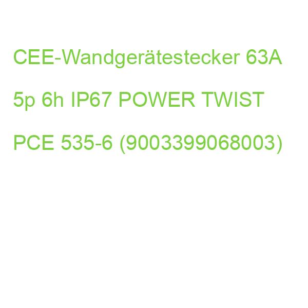 Wandgerätestecker 63A 5p 6h IP67 PCE TWIST 535-6 (9003399068003)