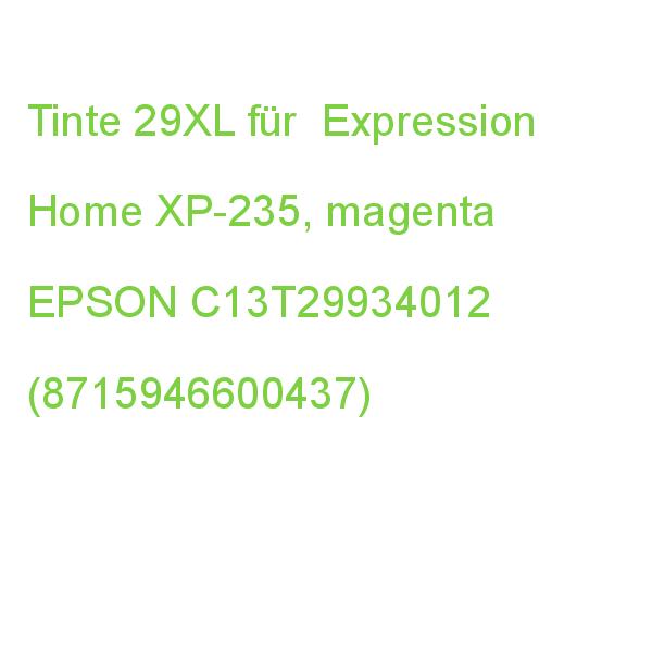Tinte 29XL für Expression Home XP-235, magenta EPSON C13T29934012 (8715946600437)
