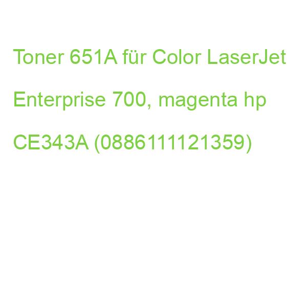 Toner 651A für Color LaserJet Enterprise 700, magenta hp CE343A (0886111121359)