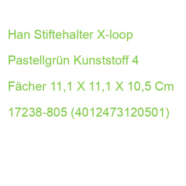 Han Stiftehalter X-loop Pastellgrün Kunststoff 4 Fächer 11,1 X 11,1 X 10,5 Cm 17238-805 (4012473120501)