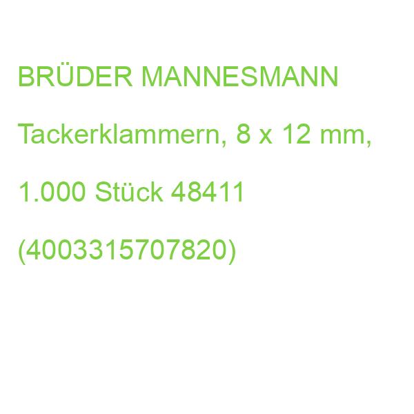 BRÜDER MANNESMANN Tackerklammern, 8 x 12 mm, 1.000 Stück 48411 (4003315707820)