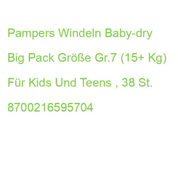 Pampers Windeln Baby-dry Big Pack Größe Gr.7 (15+ Kg) Für Kids Und Teens , 38 St. 8700216595704
