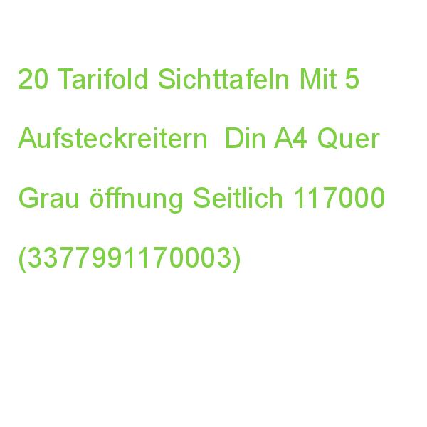20 Tarifold Sichttafeln Mit 5 Aufsteckreitern Din A4 Quer Grau, öffnung Seitlich 117000 (3377991170003)