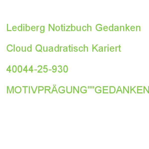 Lediberg Notizbuch Gedanken Cloud Quadratisch Kariert, Türkis Hardcover 240 Seiten 40044-25-930 MOTIVPRÄGUNG