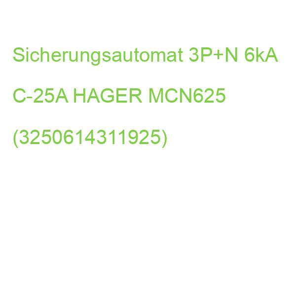 Sicherungsautomat 3P+N 6kA C-25A HAGER MCN625 (3250614311925)