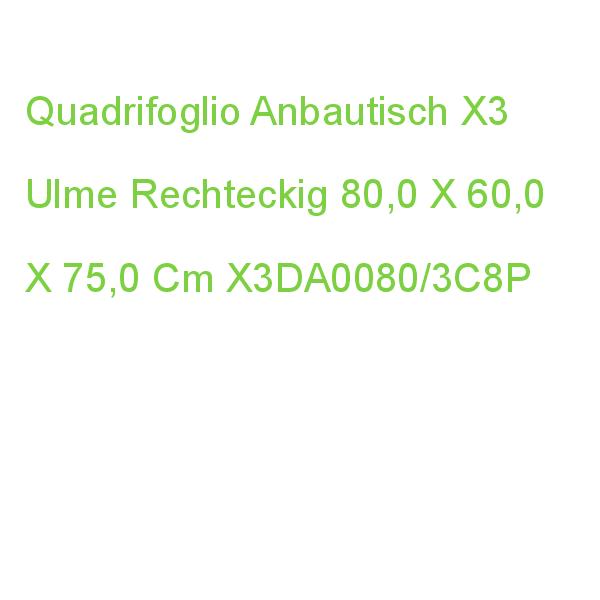 Quadrifoglio Anbautisch X3 Ulme, Weiß Rechteckig 80,0 X 60,0 X 75,0 Cm X3DA0080/3C8P