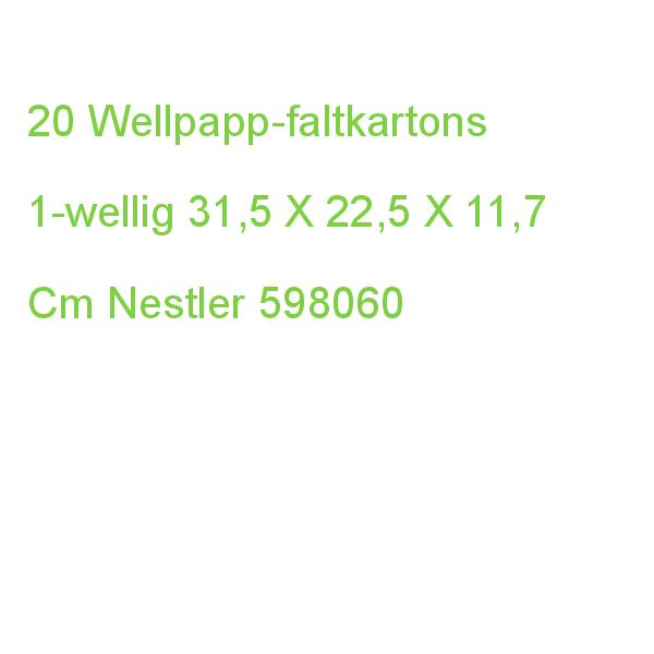 20 Nestler Wellpapp-faltkartons 1-wellig Weiß 31,5 X 22,5 X 11,7 Cm Außenmaß 598060
