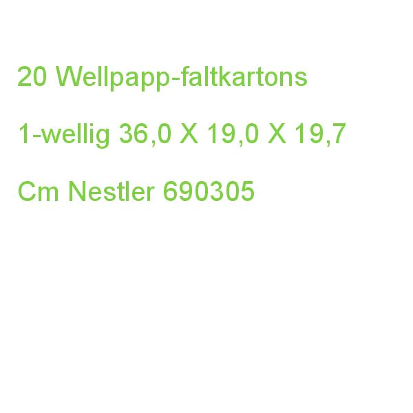 20 Nestler Wellpapp-faltkartons 1-wellig Braun 36,0 X 19,0 X 19,7 Cm Außenmaß 690305