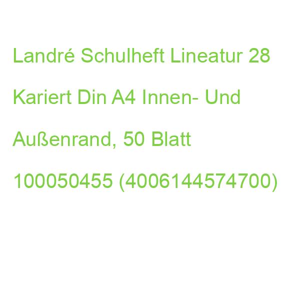 Landre Schulheft Lineatur 28 Kariert Din A4 Innen- Und Außenrand, 50 Blatt 100050455 (4006144574700)