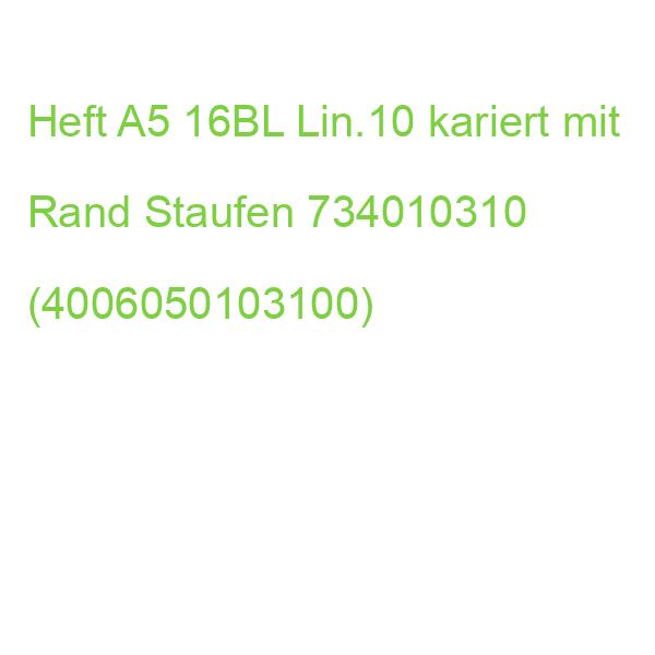Heft PREMIUM LIN 10 A5, 16 Blatt 90 g qm kariert mit Rand Staufen 734010310 (4006050103100)
