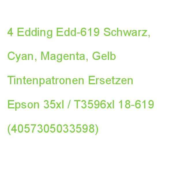 Edding Edd-619 Schwarz, Cyan, Magenta, Gelb Druckerpatronen Kompatibel Zu Epson 35xl / T3596xl, 4er-set 18-619/18-619-01