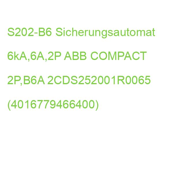 S202-B6 Sicherungsautomat 6kA,6A,2P ABB COMPACT 2P,B6A 2CDS252001R0065 (4016779466400)