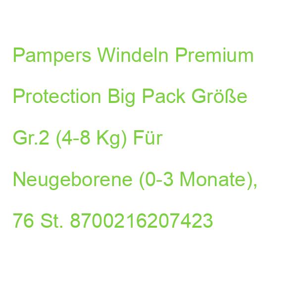 Pampers Windeln Premium Protection Big Pack Größe Gr.2 (4-8 Kg) Für Neugeborene, 68 St. 8700216207423