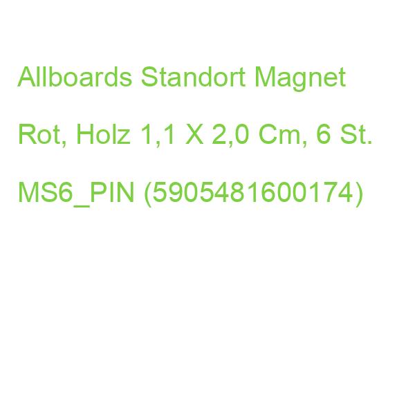 Allboards Standort Magnet Rot, Holz 1,1 X 2,0 Cm, 6 St. MS6_PIN (5905481600174)