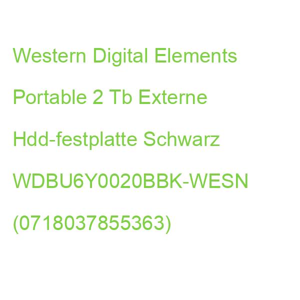 Western Digital Elements Portable 2 Tb Externe Hdd-festplatte Schwarz WDBU6Y0020BBK-WESN (0718037855363)