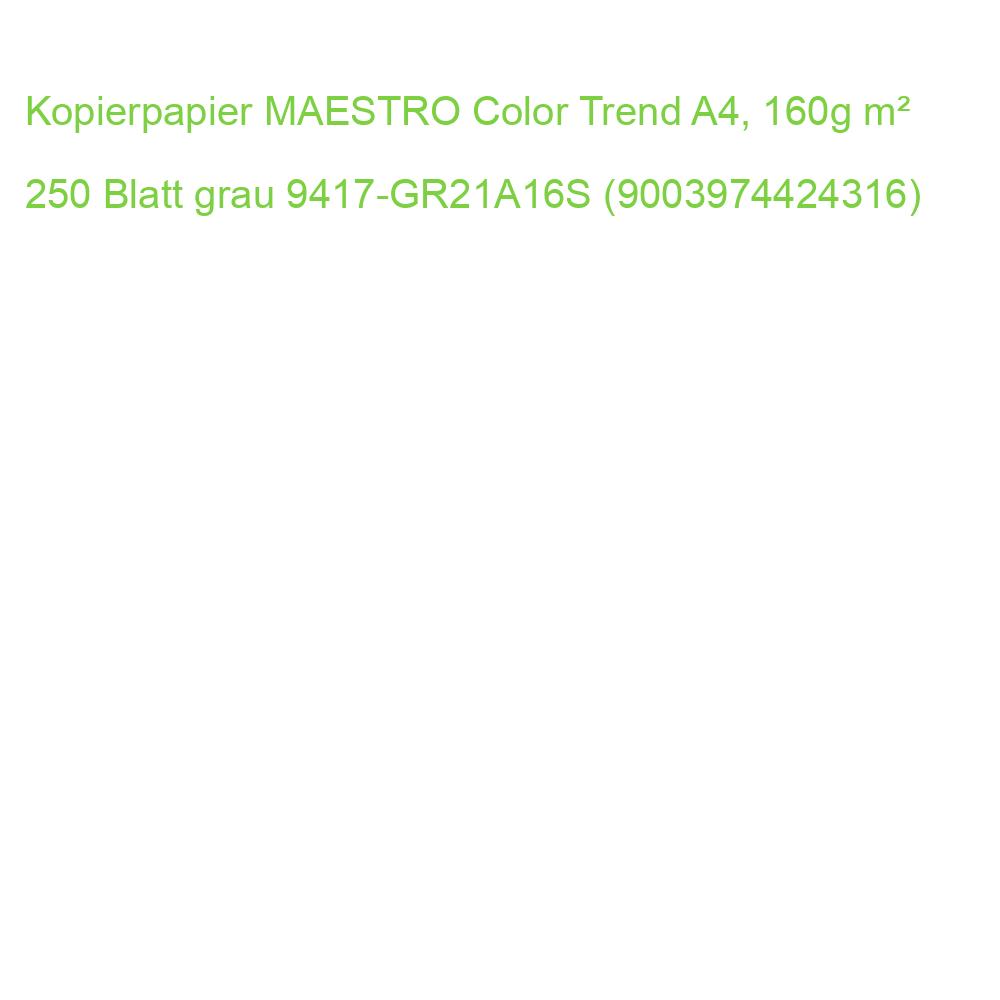 Kopierpapier MAESTRO Color Trend A4, 160g m² 250 Blatt grau 9417-GR21A16S (9003974424316)