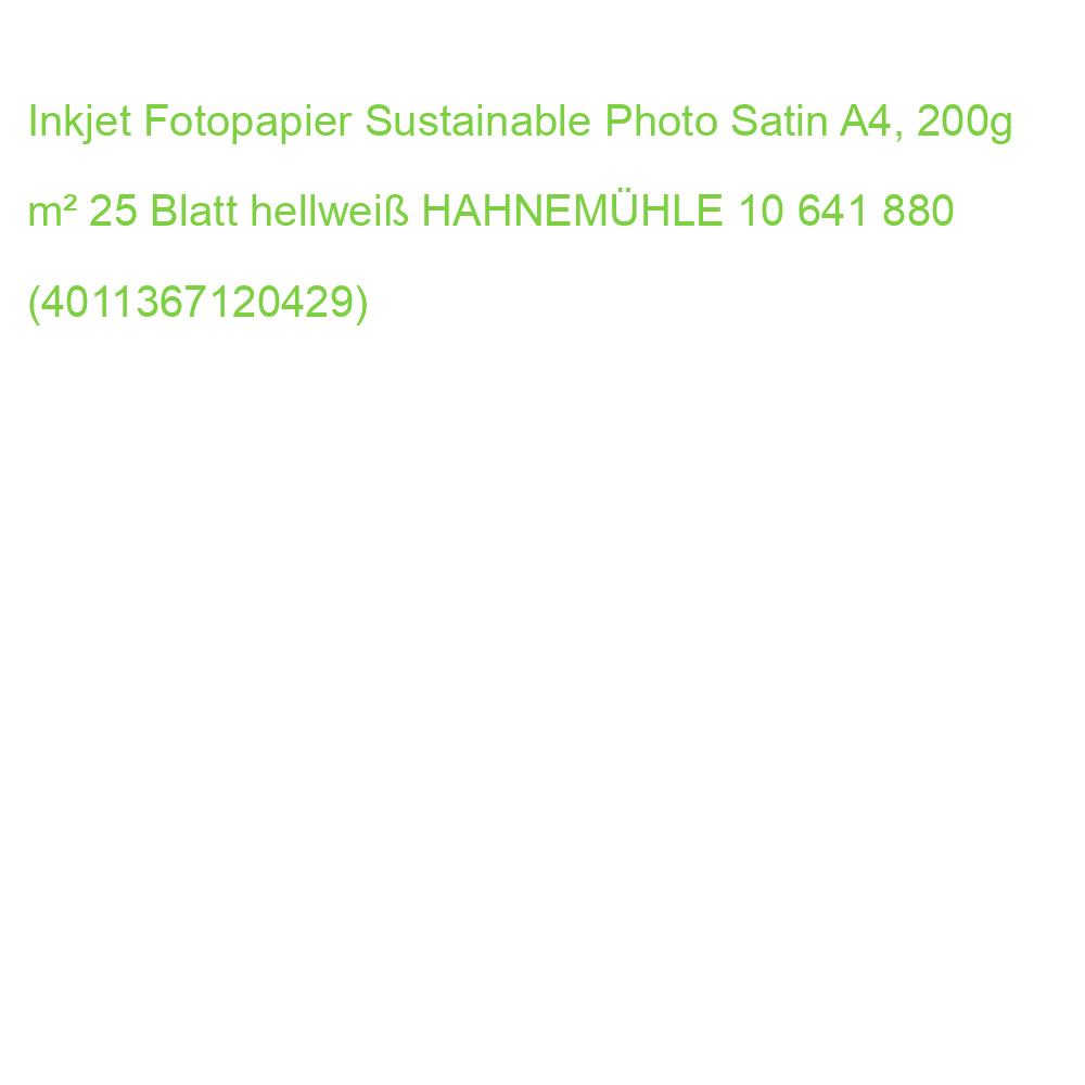 Inkjet Fotopapier Sustainable Photo Satin A4, 200g m² 25 Blatt hellweiß HAHNEMÜHLE 10 641 880 (4011367120429)