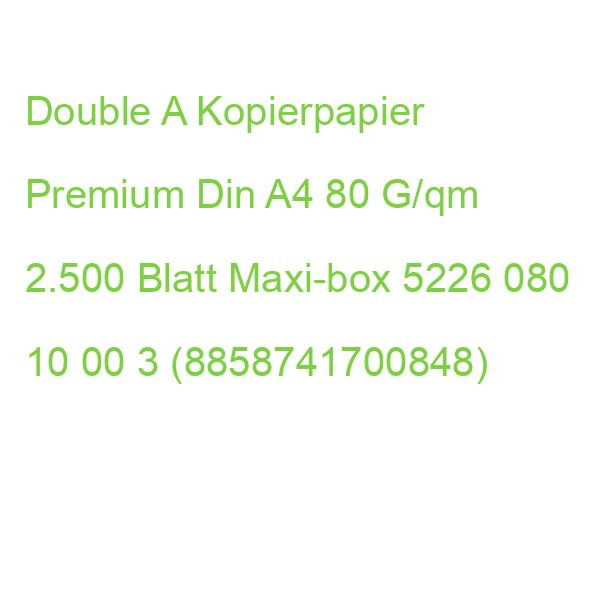 Double A Kopierpapier Premium Din A4 80 G/qm 2.500 Blatt Maxi-box 5226 080 10 00 3 (8858741700848)