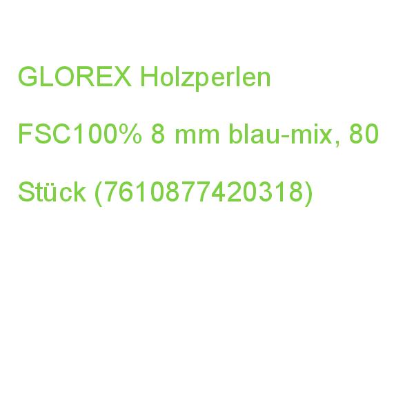 GLOREX Holzperlen Blautöne blau 8mm 80 Stück