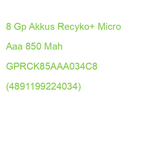 8 Gp Akkus Recyko+ Micro Aaa 850 Mah GPRCK85AAA034C8 (4891199224034)