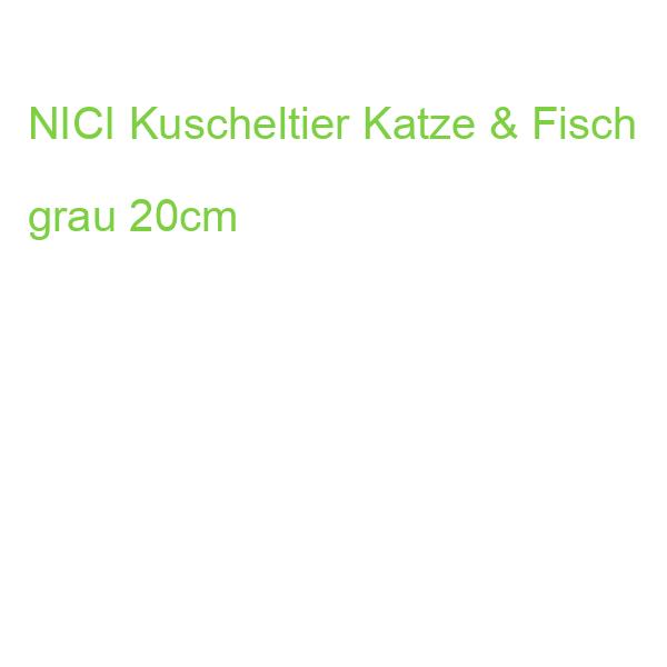 NICI Kuscheltier Katze & Fisch grau 20cm