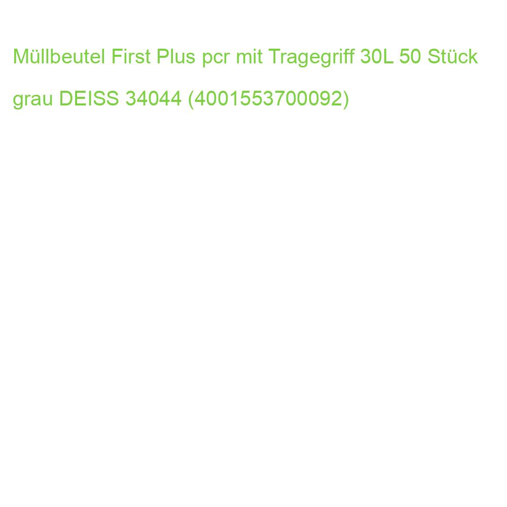 Müllbeutel First Plus pcr mit Tragegriff 30L 50 Stück grau DEISS 34044 (4001553700092)
