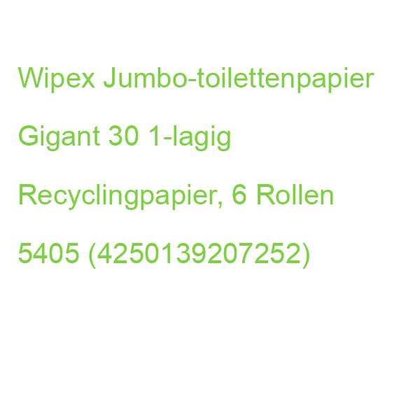 Wipex Jumbo-toilettenpapier Gigant 30 1-lagig Recyclingpapier, 6 Rollen 5405 (4250139207252)